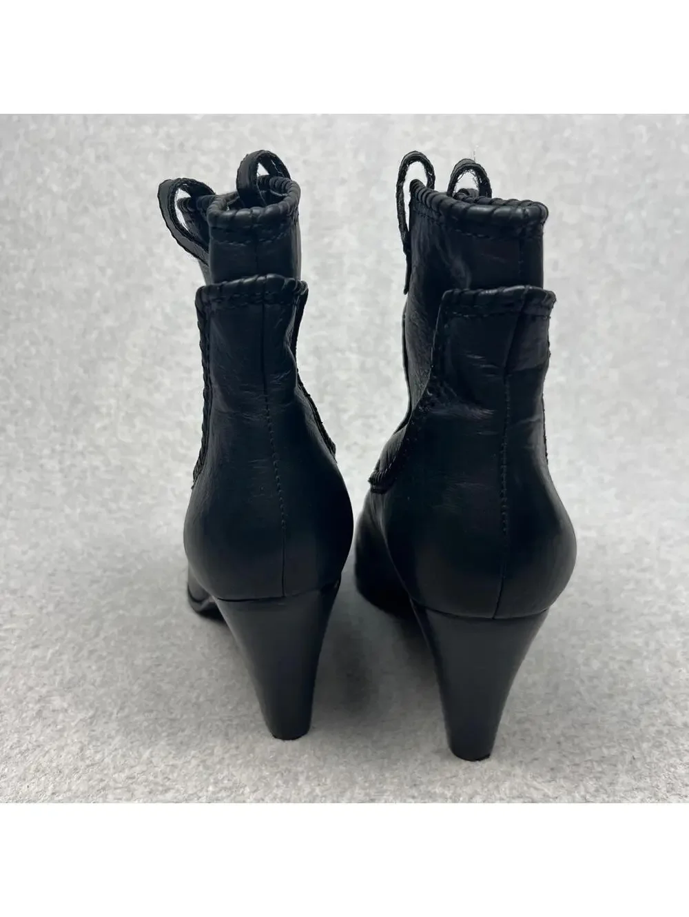 Karl Lagerfeld Black Leather Ankle Boots Bootie Western Womens 11 Cowgirl